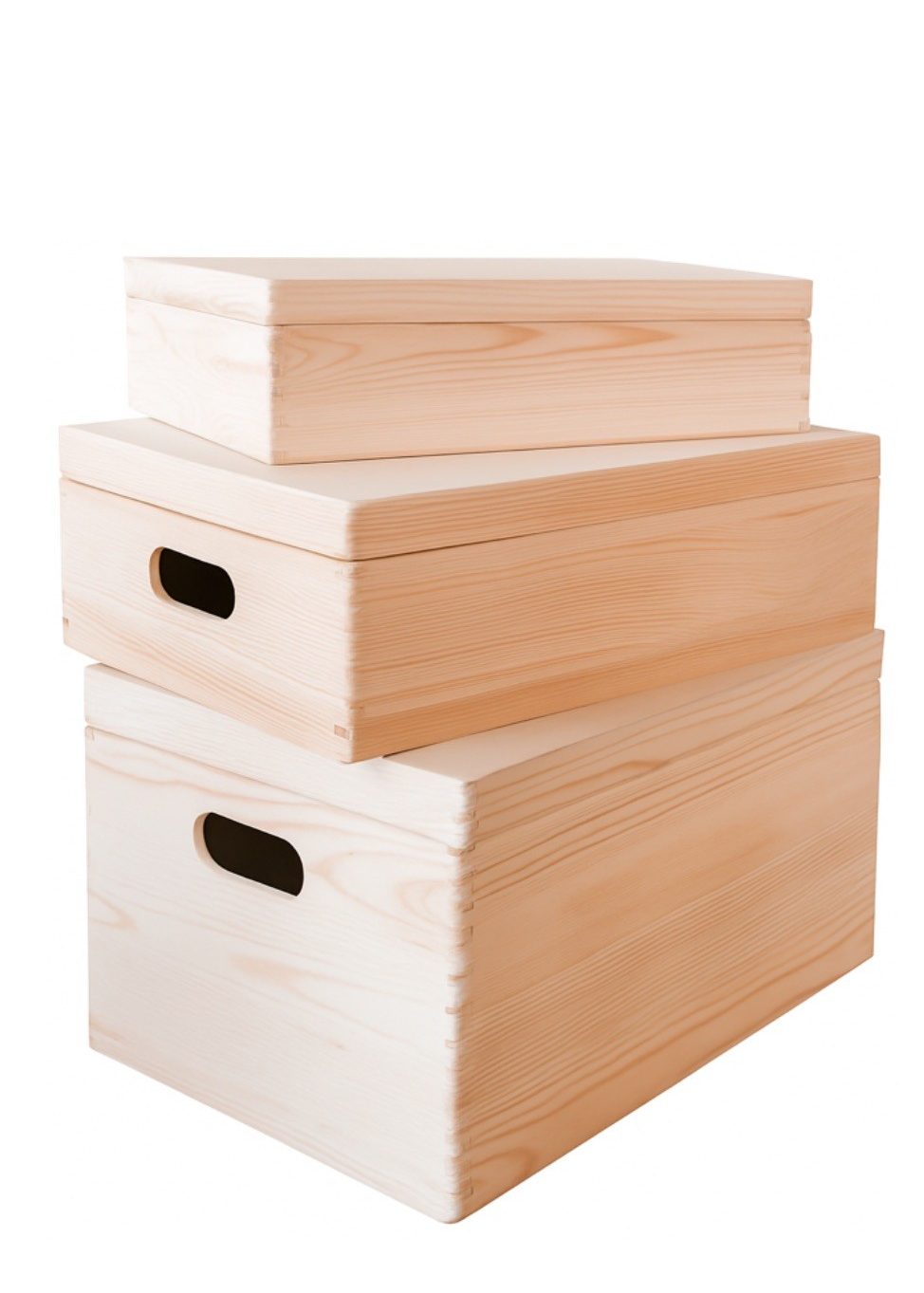 de 3 formaten van de houten bewaardoos