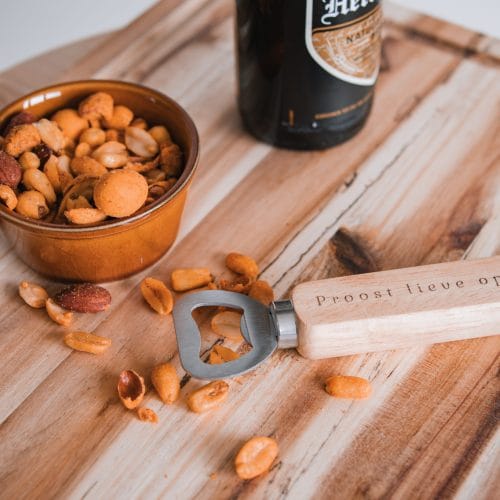 Houten flessenopener met gravure, gepersonaliseerd cadeau voor opa of papa
